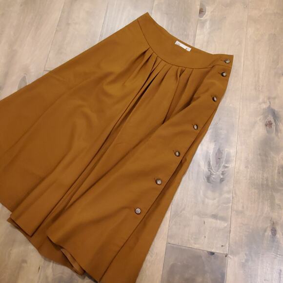 Vintage Liz Claiborne Skirt 10 Midi Wool A Line Pleats Side Button Pockets Lined - Picture 3 of 9